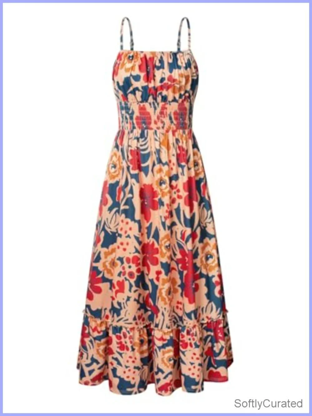 Boho Maxi Sundress with Pockets, Smocked Waist, Spaghetti Strap, Sleeveless,